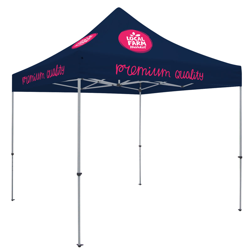 Deluxe Tent with 4 Imprints on Navy Canopy