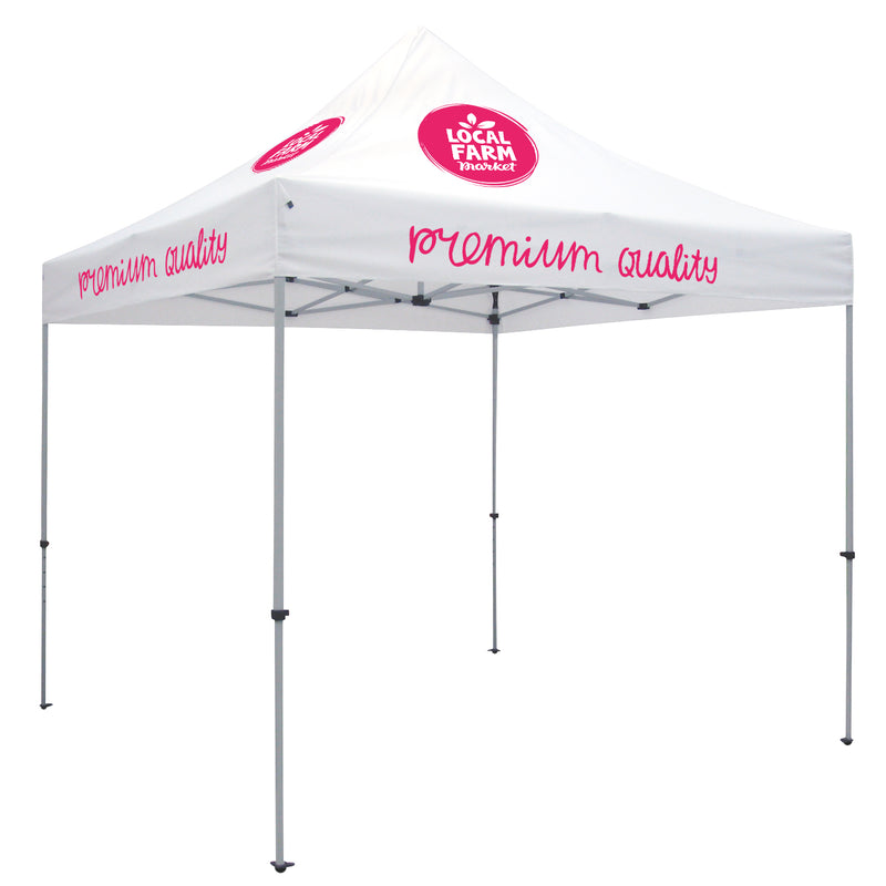 Deluxe Tent with 4 Imprints on White Canopy