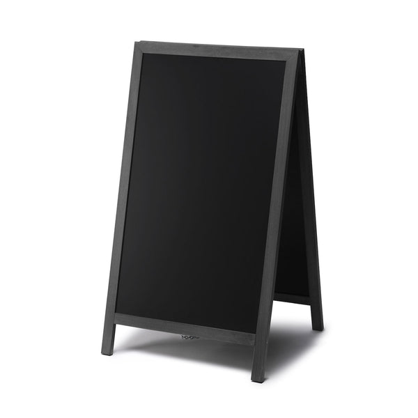 Black A-Frame Chalkboard Sign full view made of deluxe hardwood AF-CH-BL-46 #Color_Black