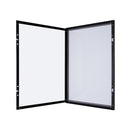 Swing door of Enclosed Bulletin Board. Premium quality, designed for indoor use. Fits 4 pages