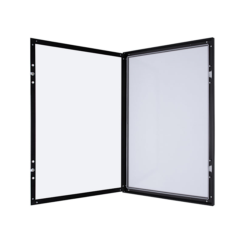 Swing door of Enclosed Bulletin Board. Premium quality, designed for indoor use. Fits 4 pages